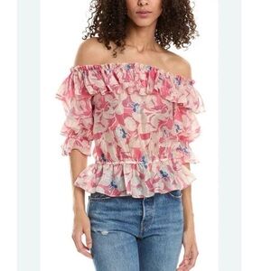 Ted Baker Harina Off-The-Shoulder Top Women's Mid-Pink Sz 3/Large Romantic